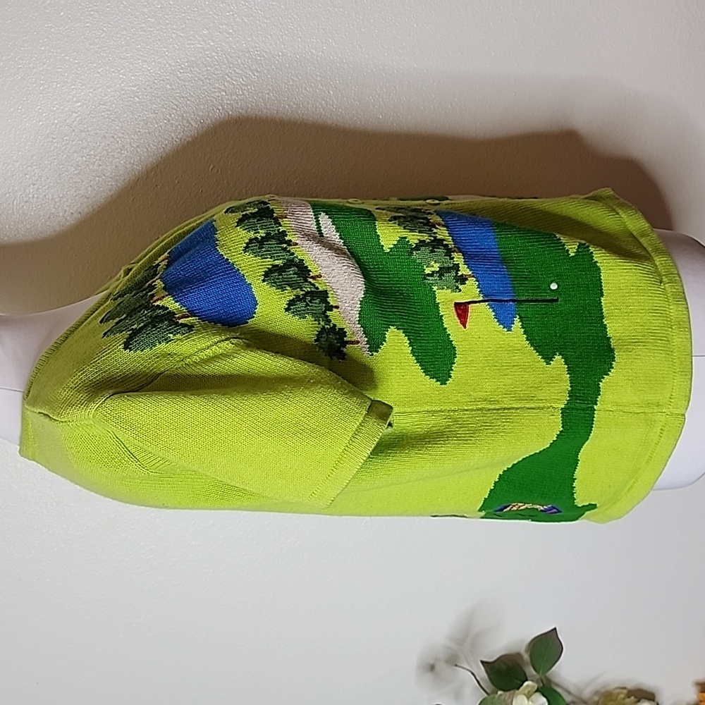Vintage Classic Marisa Christina Green Golf Course Button Down Sweater Graphic - Picture 9 of 14